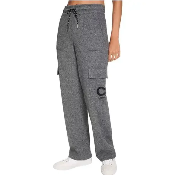 Calvin Klein Women's Active Embroidered-Logo Cargo Pants BLK HEATHER NWT SIZE S - Picture 3 of 10